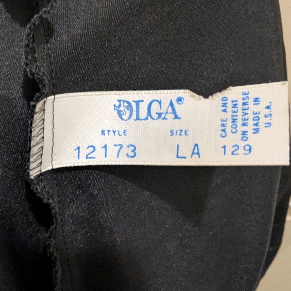 Olga Vintage Black Satin Half Slip w/ Lace Trim Hem- L - Picture 10 of 11